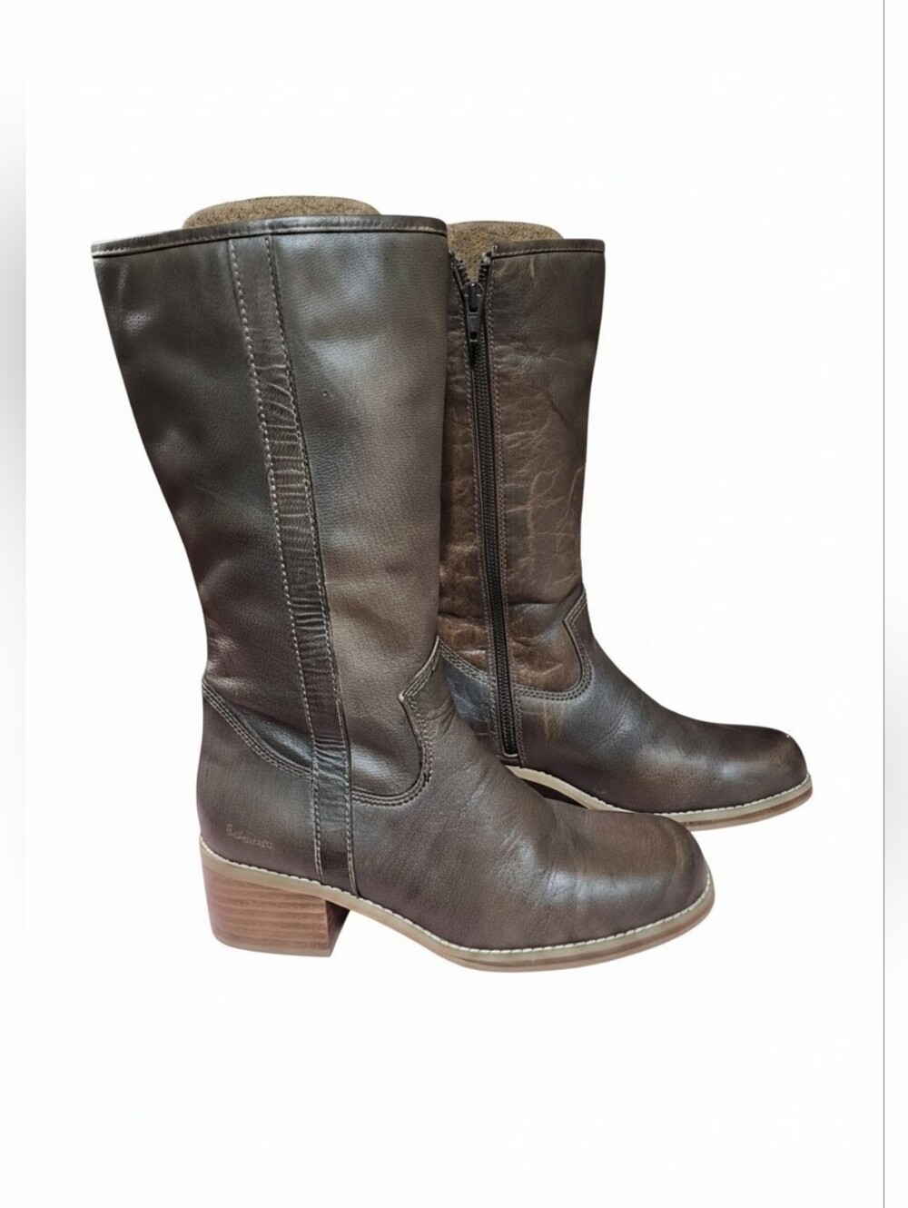 Candie's mid-calf Leather Upper Y2k Boots. Size 7